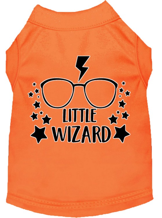 Little Wizard Screen Print Dog Shirt Orange Med